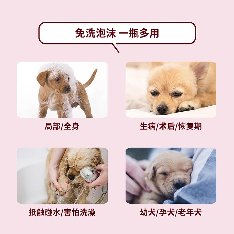 犬PDC狗狗免洗沐浴露A用干洗澡液口眼鼻激适用无刺脚低敏免洗泡沫