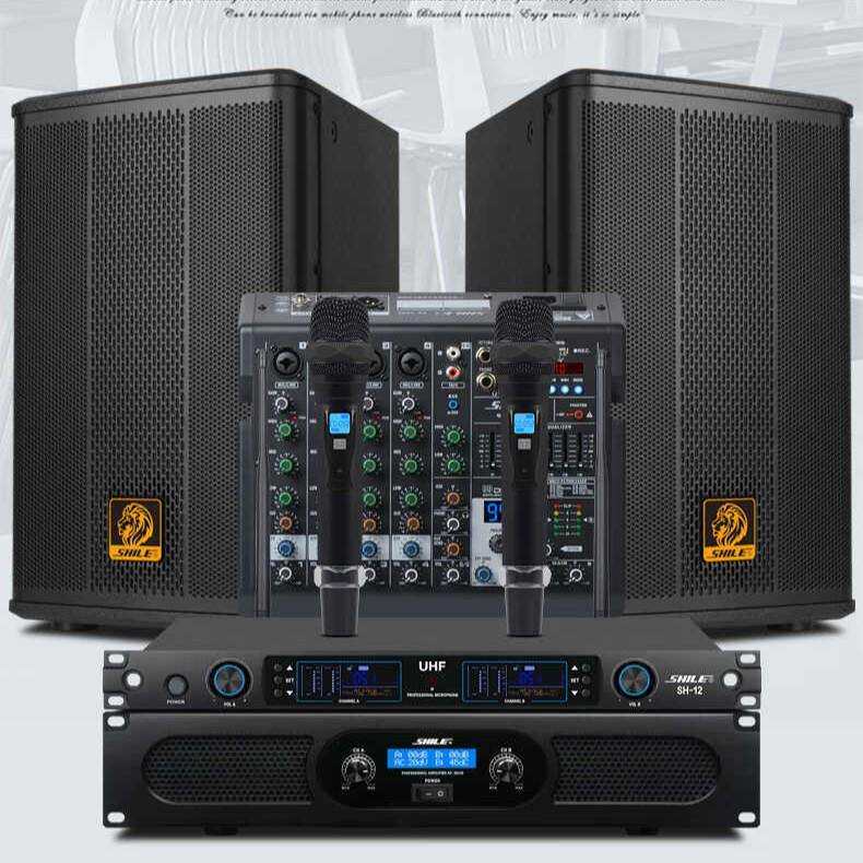 狮乐（SHILE）AV-2011D+天琴四号+BM-8+SH-12专业KTV音响组合套装