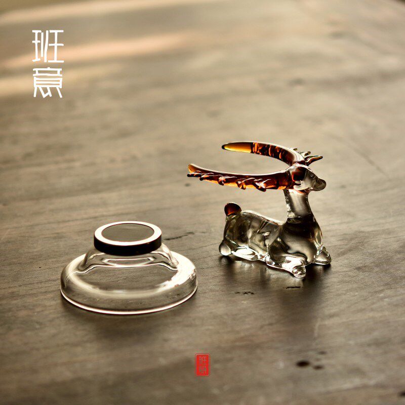 玻璃茶漏创意梅花鹿茶叶过滤器漏斗网茶隔托架可爱功夫茶具配件图片