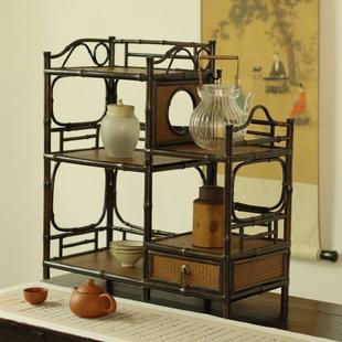 手工大号紫竹桌面茶棚茶具收纳博古架微盆景架茶壶架茶道雅物