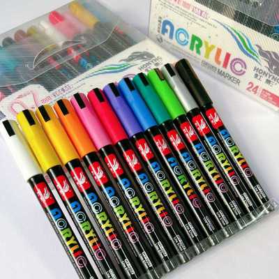 虹影水性1002细头阀门丙烯马克笔美术专用防水叠色diy学生涂鸦笔
