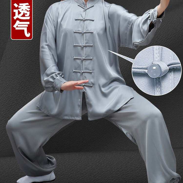 夏季醋酸冰丝太极服男女2025年新款太极拳练功服太极服装女装