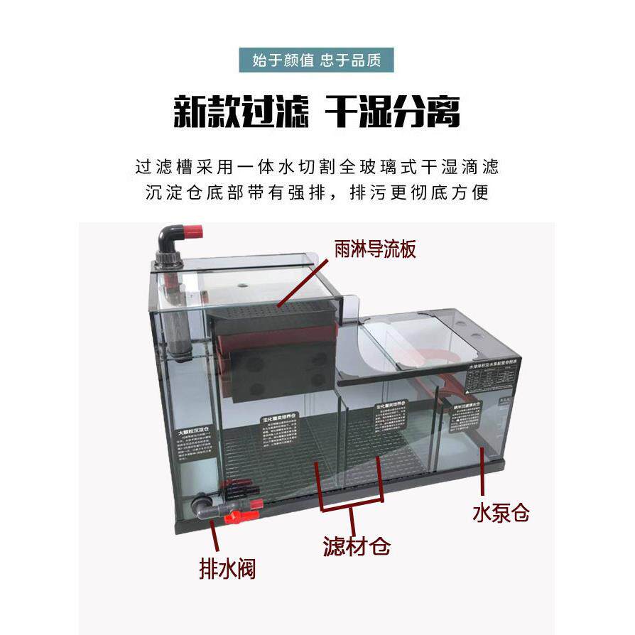 新款鱼缸底滤过滤缸裸缸过滤箱三层干湿分离过滤器溪流缸过垒德株