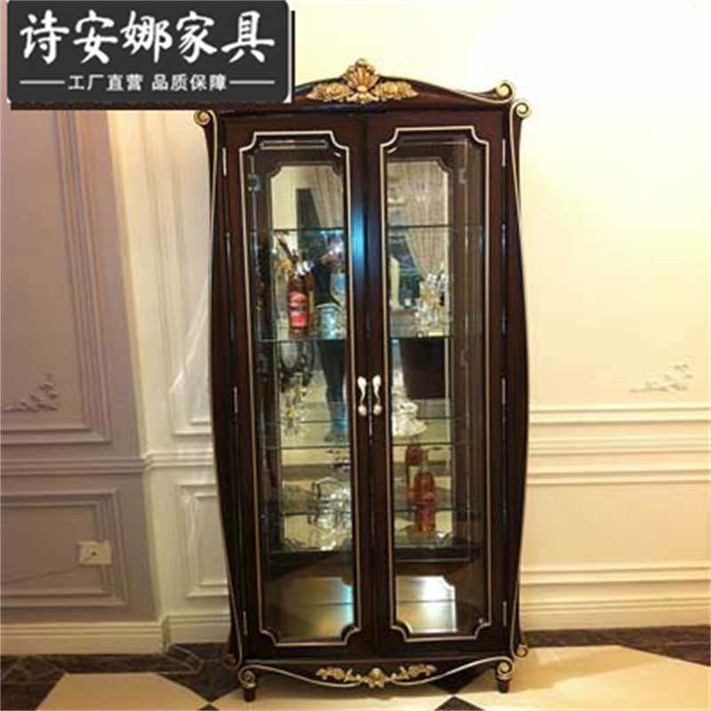欧式新古典家具 实木雕花展示柜 两门酒柜 陈列柜全屋家具