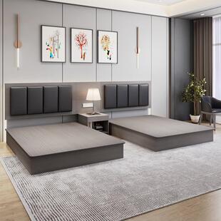 宾馆床标间酒店家具全套民宿简约现代公寓民用旅馆双人床出租房床