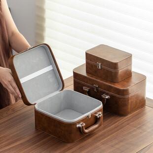 皮革空皮盒茶具包装礼盒高档商务伴手礼皮箱摆件礼品收纳盒子