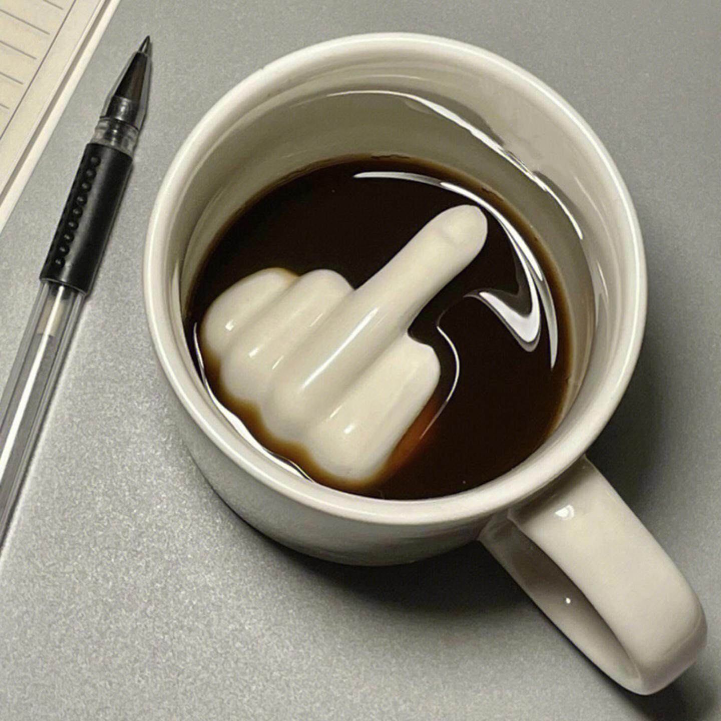 外贸创意中指杯陶瓷杯搞怪法克杯子马克杯送礼物男水杯耐热