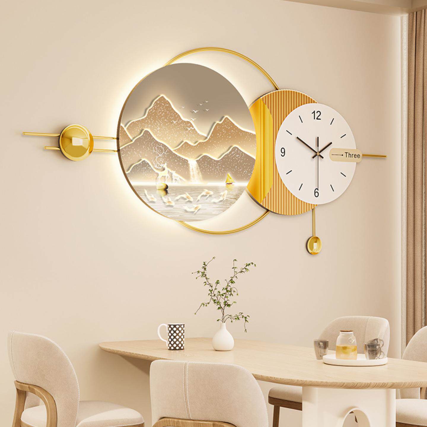 简约现代风餐厅钟表壁画