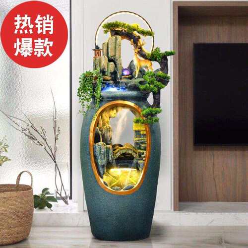 根雕假山陶流水禅意喷泉鱼缸客厅庭院公室加湿器景观装饰摆件