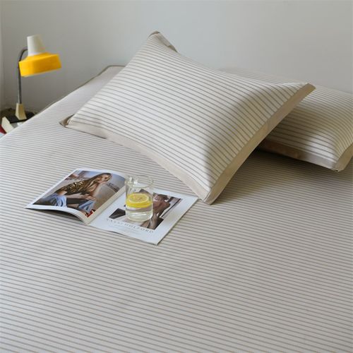 夏天简约百搭条纹A类空调席可机洗软席1.8床笠式冰丝席凉席三件套