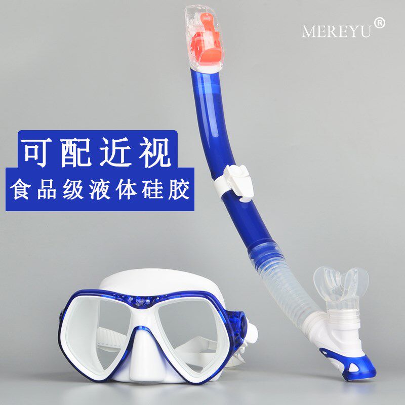 潜水镜浮潜三宝面镜面罩呼吸管套装装备男女防雾水下呼吸器配近视