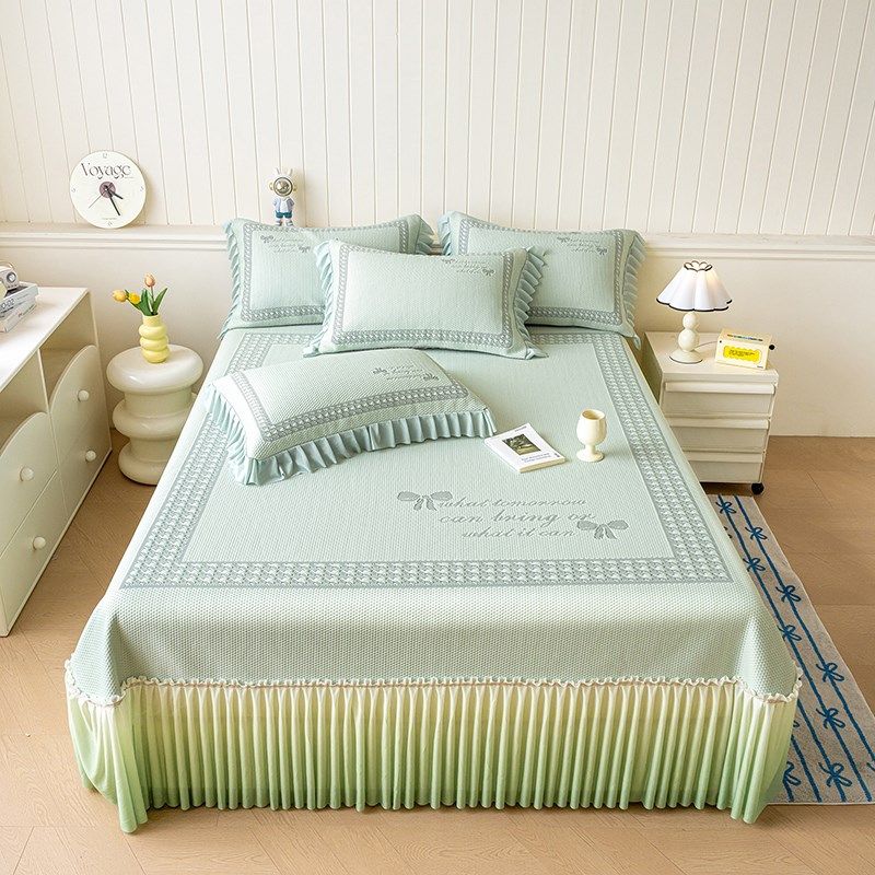 A类母婴级冰豆豆凉席三件套渐变床裙款夏季冰丝席可机洗家用席子,床上用品,冰丝席,淘宝优惠券,粉丝福利购,淘宝优惠卷