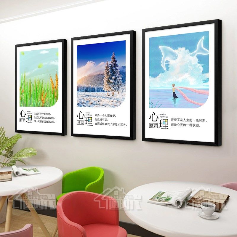 心理知识装饰画心理学咨询室文化墙面标语挂画布置背景墙挂图壁画