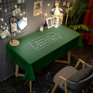 绿色简约励志语录防水易洗餐桌布学生卧室宿舍书桌布小茶几布台布
