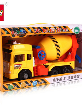 乐飞 车模惯性工程车益智玩具声光大力水泥搅拌车9882