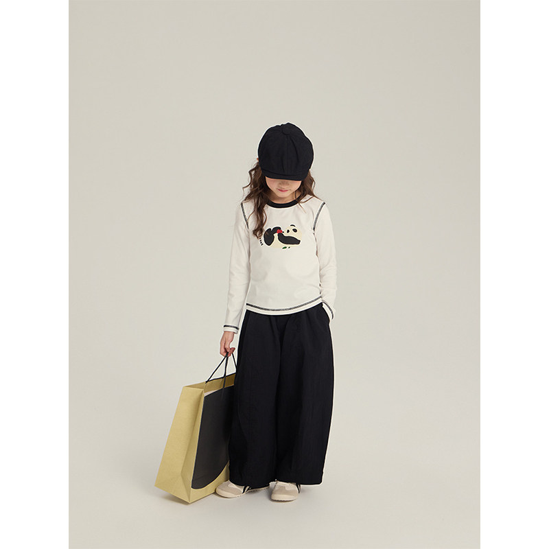 BEIFU贝芙 女童春秋卡通长袖T恤儿童韩版百搭休闲撞色修身打底衫