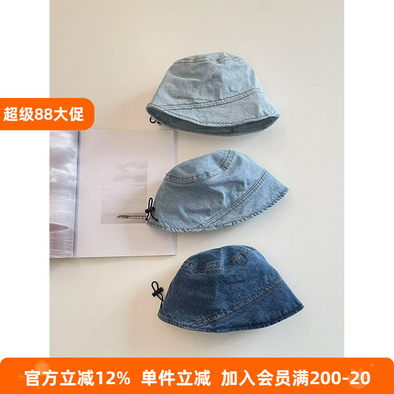 BEIFU贝芙 儿童户外时髦复古牛仔渔夫帽子女童休闲拼接防晒遮阳帽