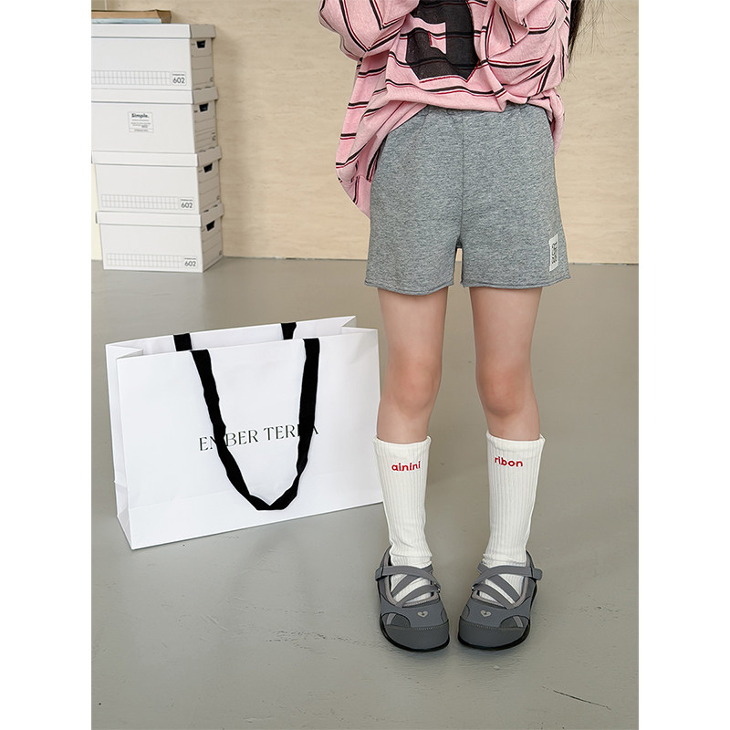 BEIFU贝芙  儿童春夏棉质贴标弹力休闲短裤女童韩版百搭舒适热裤