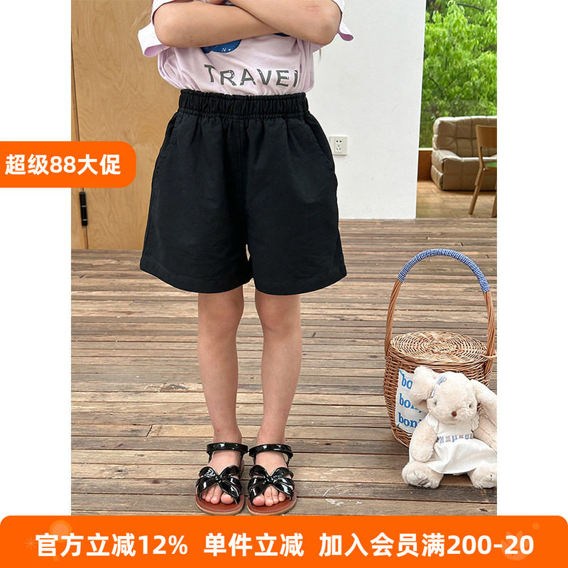 BEIFU贝芙 儿童夏季休闲百搭纯棉纯色短裤子女童韩版洋气简约热裤