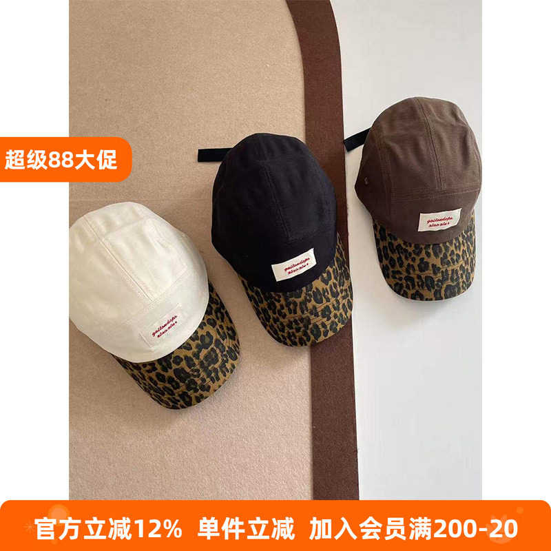 BEIFU贝芙 儿童个性时髦豹纹棒球帽女童韩版休闲字母刺绣鸭舌帽子