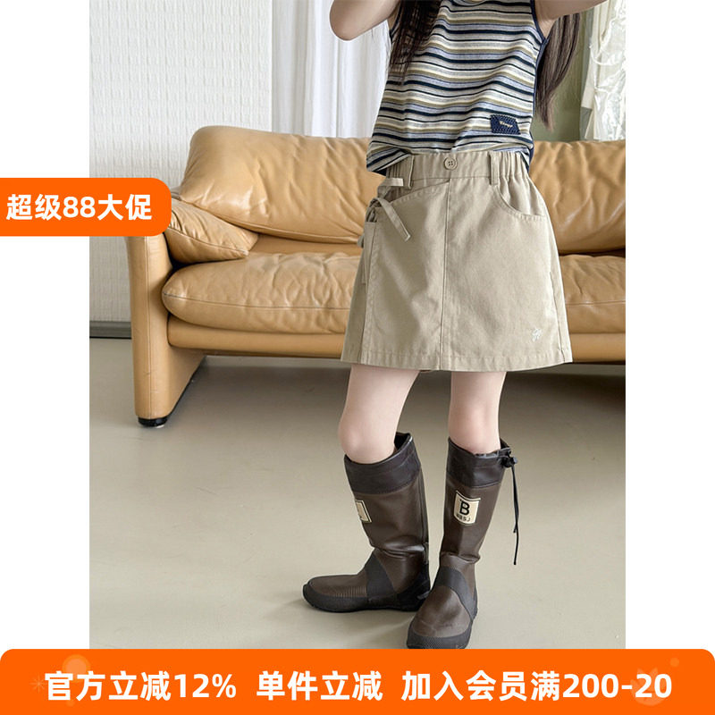 BEIFU贝芙 女童夏季时髦侧边系带假两件防走光裙裤儿童休闲半身裙