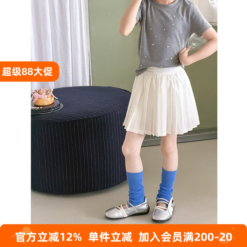 BEIFU贝芙 女童夏季学院风垂坠有型百褶裙儿童基础款休闲百搭短裙