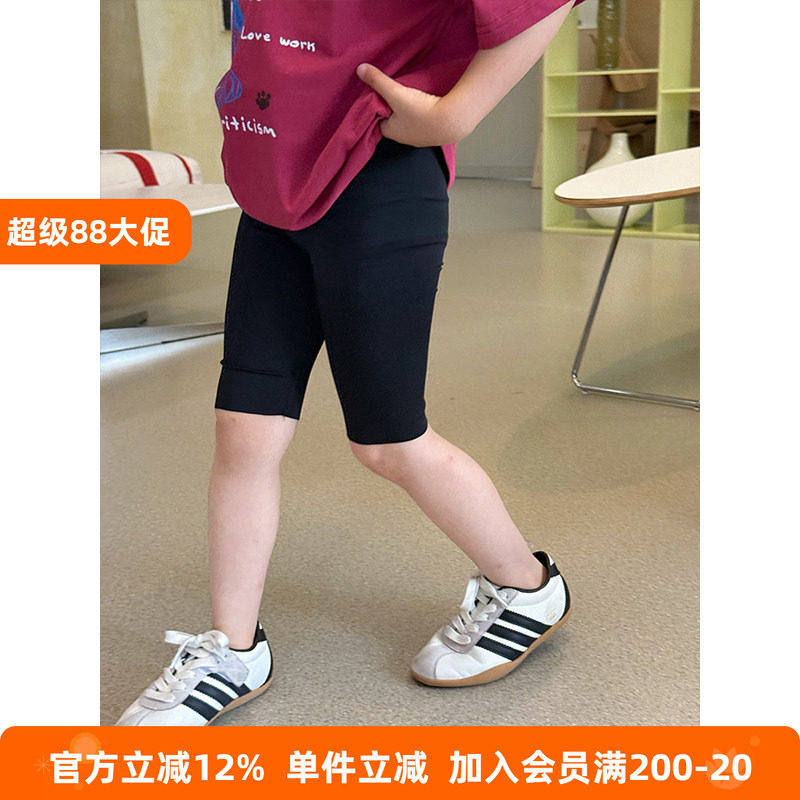 BEIFU贝芙 儿童夏季轻薄高弹五分瑜伽裤女童韩版骑行裤修身打底裤