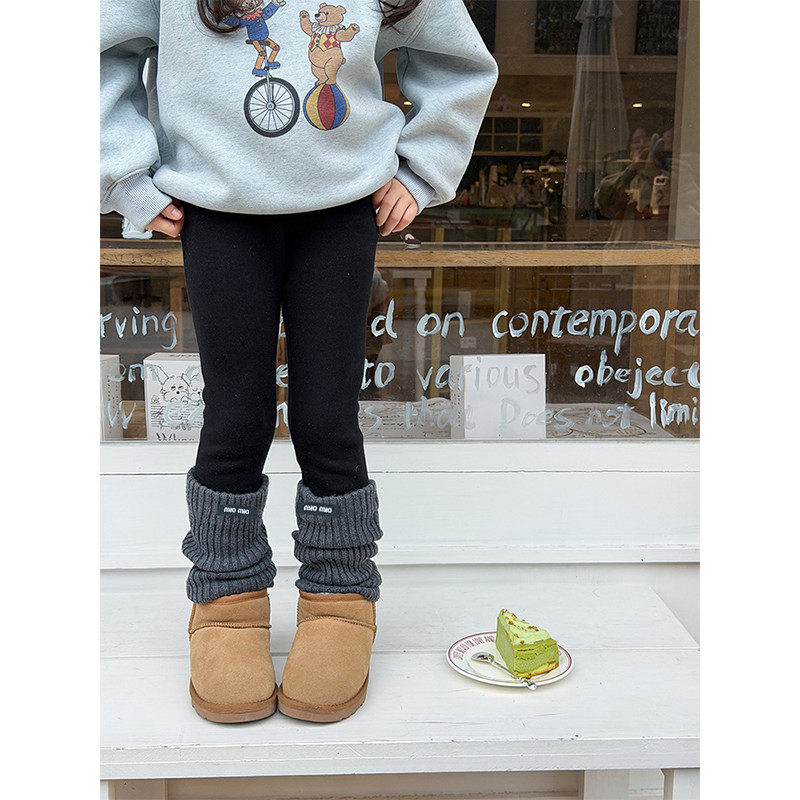 BEIFU贝芙 女童冬季羊毛拉架加绒堆堆袜打底裤儿童加厚袜套保暖裤