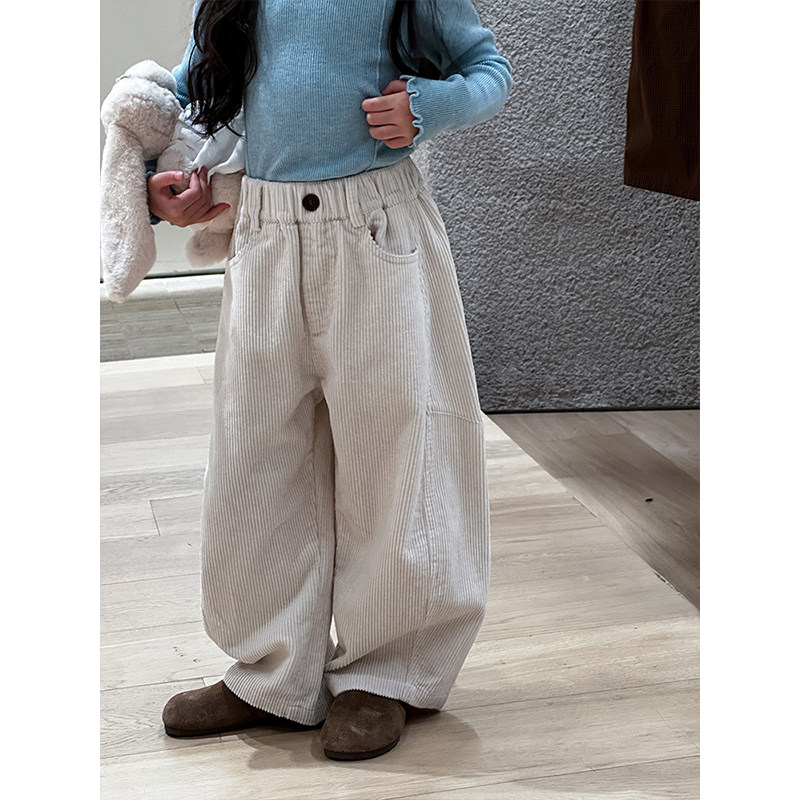 BEIFU贝芙 儿童春装宽松休闲直筒裤子男女童韩版细腻亲肤灯芯绒裤