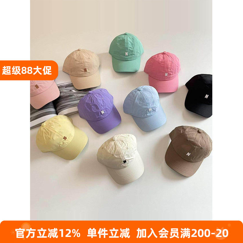 BEIFU贝芙 儿童纯色洋气字母鸭舌帽女童韩版遮阳软顶休闲棒球帽子