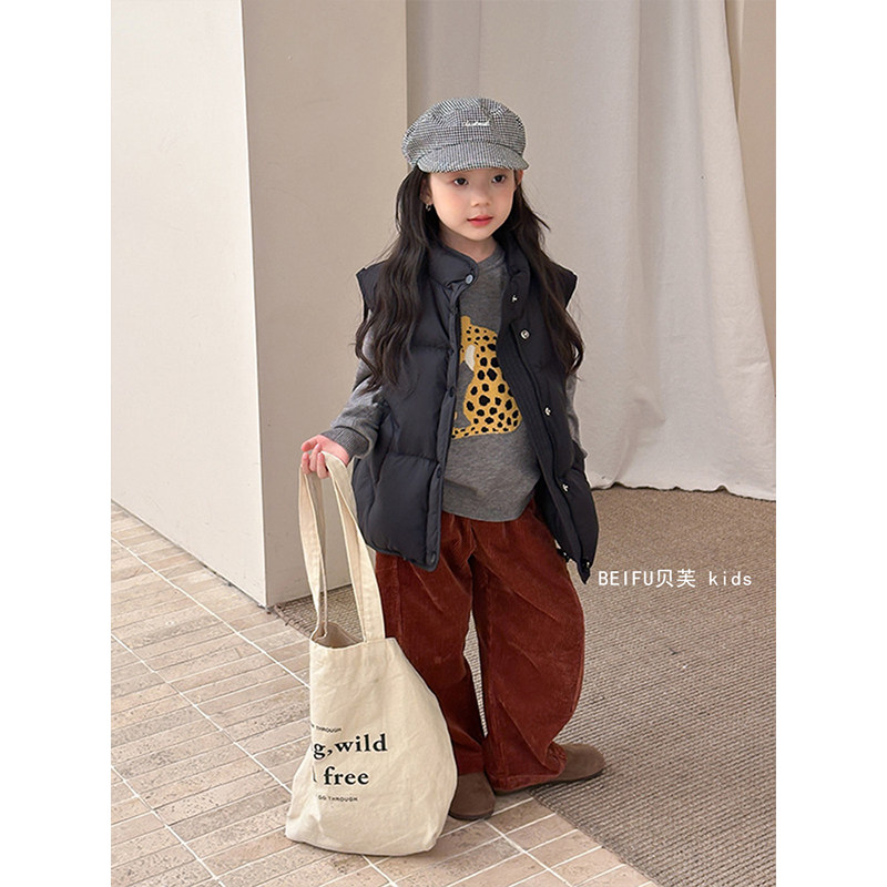 现货羽绒~ 儿童冬季立领羽绒服马甲女童宽松加厚保暖背心坎肩外套