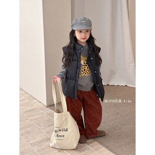 现货羽绒~ 儿童冬季立领羽绒服马甲女童宽松加厚保暖背心坎肩外套