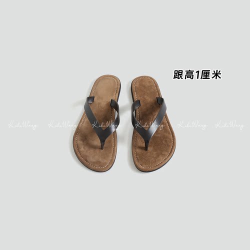 KOKO WANG夏季时尚胎羊绒垫脚防滑平底夹趾外传人字拖X8396E22X08