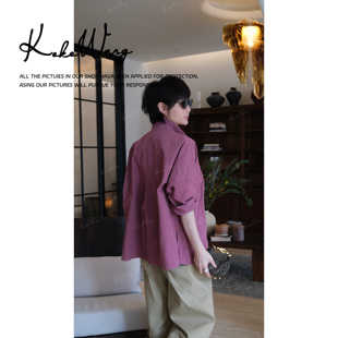 外套X8566C11T01 近江晒进口面料自然褶皱植物染色衬衫 KOKO WANG