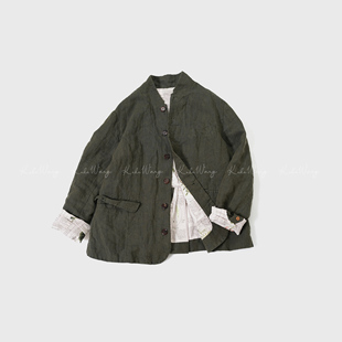 X8796C18W02 肌理感100亚麻立领夹克外套 KOKO WANG早春新款