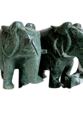 碧玉大象玉石象一对摆件客厅书房酒柜电视柜办公室桌面吉祥装饰品