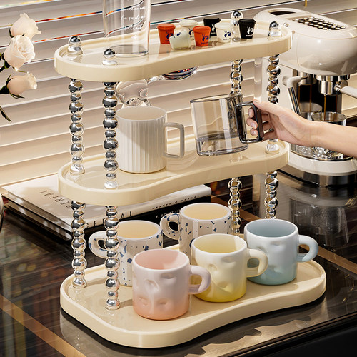 杯子收纳置物架桌面水杯架子家用放置茶杯咖啡杯马克杯双层展示架