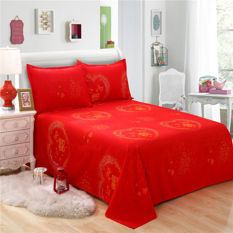 婚礼红色床单单件结婚庆棉被单枕套2件套定做榻榻米3米炕单子