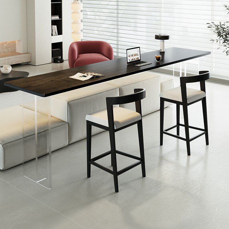 横厅沙发后吧台桌家用客厅黑色实木高脚桌意式2米长条桌书桌一体