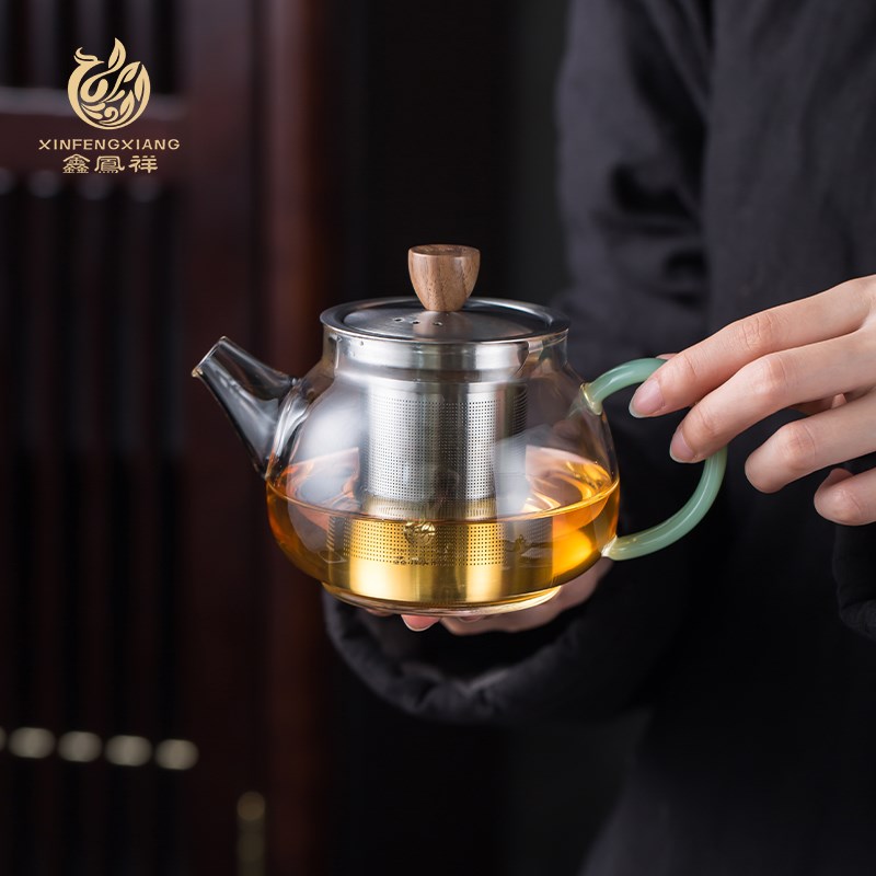 鑫凤祥玻璃茶具纯手工加厚耐热玻璃泡茶煮茶壶功夫茶具家用茶壶