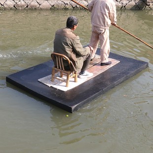 轻平板船泡沫板自制钓鱼双体浮垫台捕鱼割草虾螃蟹水上养殖竹筏船