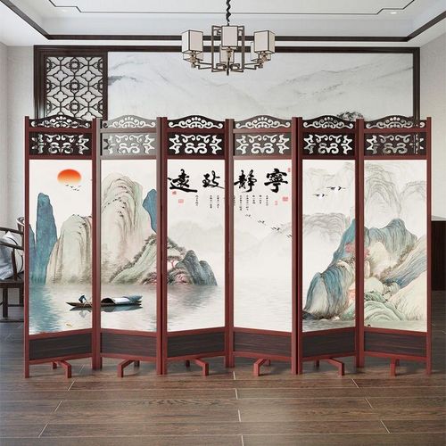 实木屏风隔断中式客厅家用卧室进门遮挡折叠移动可推拉玄关装饰墙