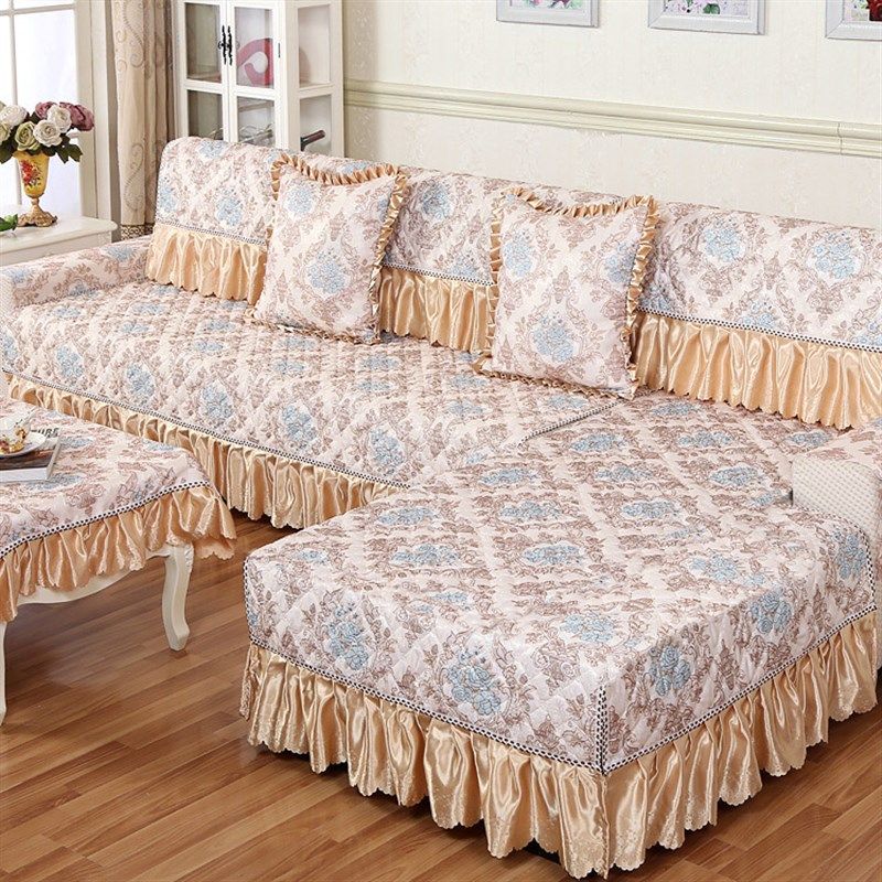 四季亚麻沙发垫欧式蕾丝布艺时尚防滑皮沙发坐垫子沙发巾沙发套罩