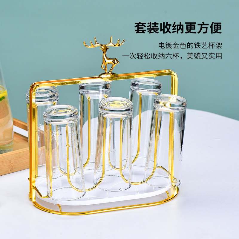 法兰晶玻璃杯套装家用客厅早餐杯牛奶果汁泡茶杯啤酒杯喝水杯子