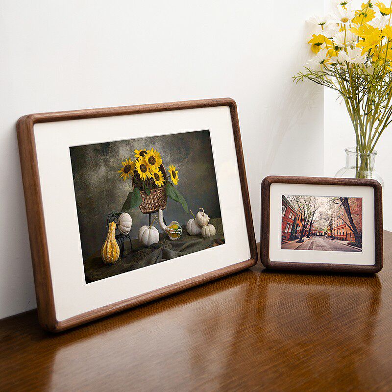 黑胡桃10寸实木相框摆台高级感6寸a4摆件8原木画框装裱木质洗照片