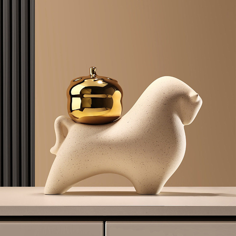 2026马上有钱陶瓷中式创意摆件软装家居玄关客厅桌面电视柜装饰品