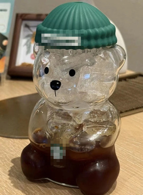 可爱小熊玻璃吸管杯新年礼品