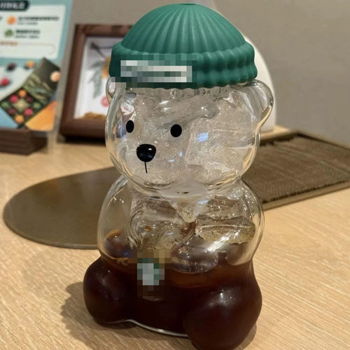 可爱小熊玻璃吸管杯新年礼品