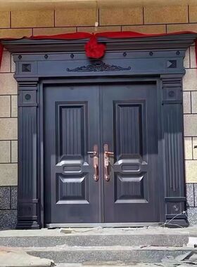 新款锌合金别墅农村堂屋自建房大门双开门卡门防盗门进户门仿铸铝