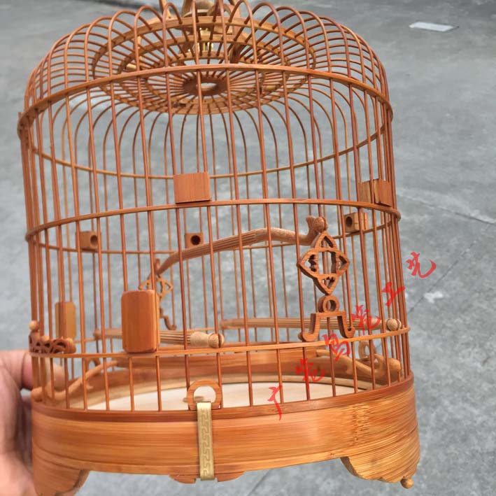 绣眼广 老竹 笼圆膀波竹制相思灰燕笼广式鸟笼清远金青白燕笼
